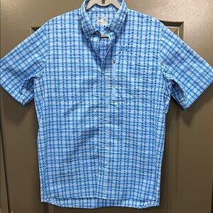 Under Armour Men's Light Blue Plaid Vented Shirt Size M